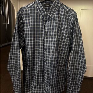 Theory Men's Navy Checkered Shirt